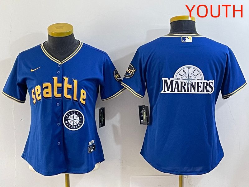 Youth 2025 Seattle Mariners Blank Blue City Edition Nike MLB Jersey style 14->youth mlb jersey->Youth Jersey